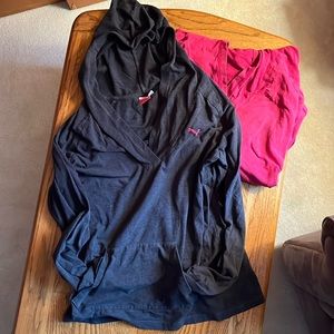 Puma lightweight hoodie tops pink and grey Large